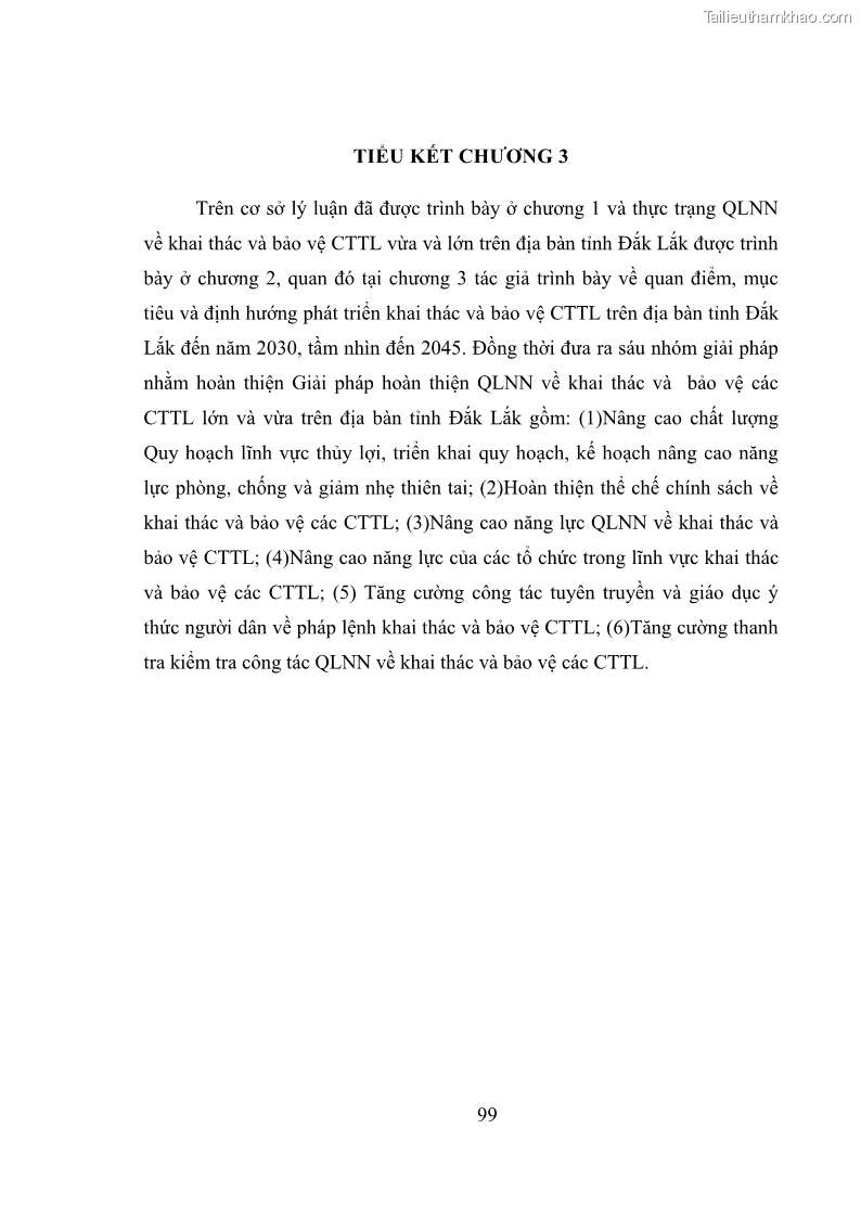 Luận văn thạc sĩ quản lý công Quản lý nhà nước về khai thác và bảo vệ các công trình thủy lợi lớn và vừa trên địa bàn tỉnh Đắk Lắk - 9 Trang 106
