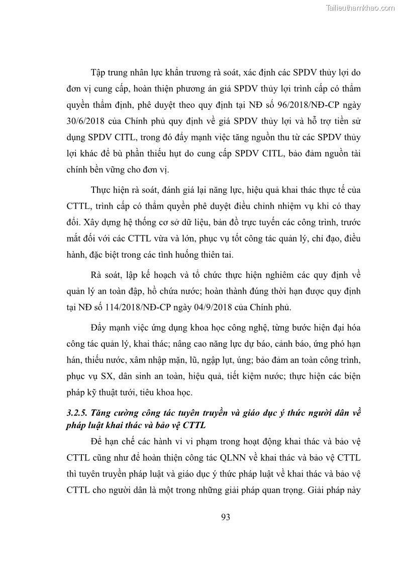 Luận văn thạc sĩ quản lý công Quản lý nhà nước về khai thác và bảo vệ các công trình thủy lợi lớn và vừa trên địa bàn tỉnh Đắk Lắk - 9 Trang 100