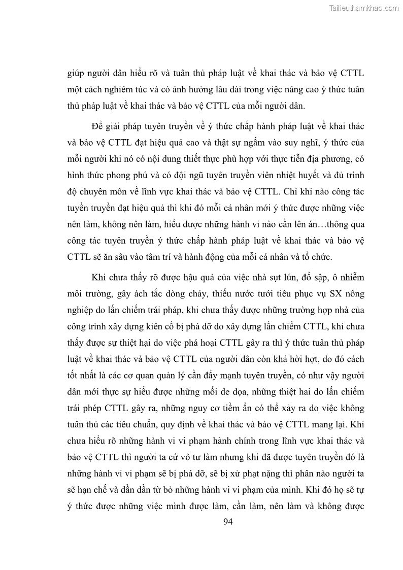 Luận văn thạc sĩ quản lý công Quản lý nhà nước về khai thác và bảo vệ các công trình thủy lợi lớn và vừa trên địa bàn tỉnh Đắk Lắk - 9 Trang 101