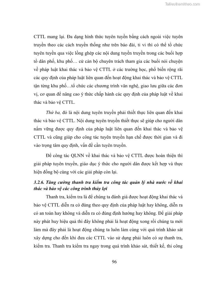 Luận văn thạc sĩ quản lý công Quản lý nhà nước về khai thác và bảo vệ các công trình thủy lợi lớn và vừa trên địa bàn tỉnh Đắk Lắk - 9 Trang 103