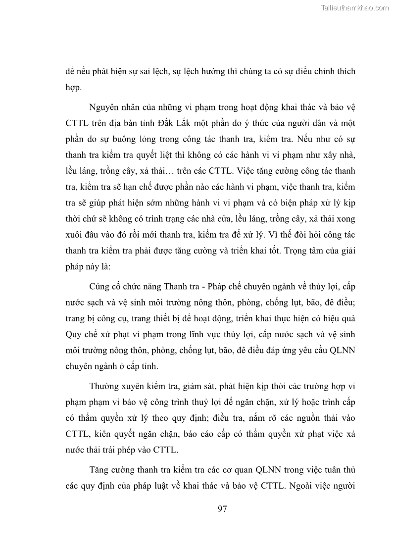 Luận văn thạc sĩ quản lý công Quản lý nhà nước về khai thác và bảo vệ các công trình thủy lợi lớn và vừa trên địa bàn tỉnh Đắk Lắk - 9 Trang 104