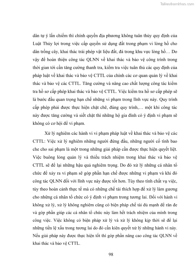 Luận văn thạc sĩ quản lý công Quản lý nhà nước về khai thác và bảo vệ các công trình thủy lợi lớn và vừa trên địa bàn tỉnh Đắk Lắk - 9 Trang 105