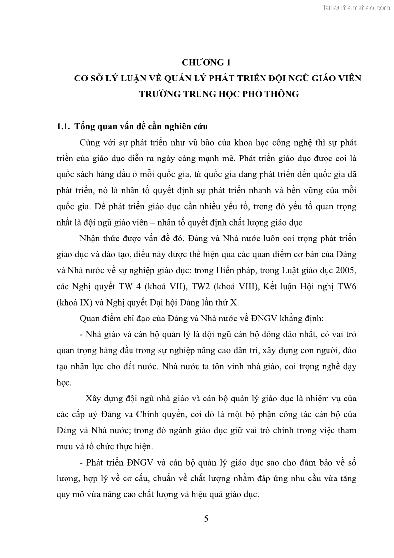 Luận văn thạc sĩ quản lý giáo dục Quản lý phát triển đội ngũ giáo viên các trường trung học phổ thông quận Hai Bà Trưng, Hà Nội trong bối cảnh hiện nay - 2 Trang 13