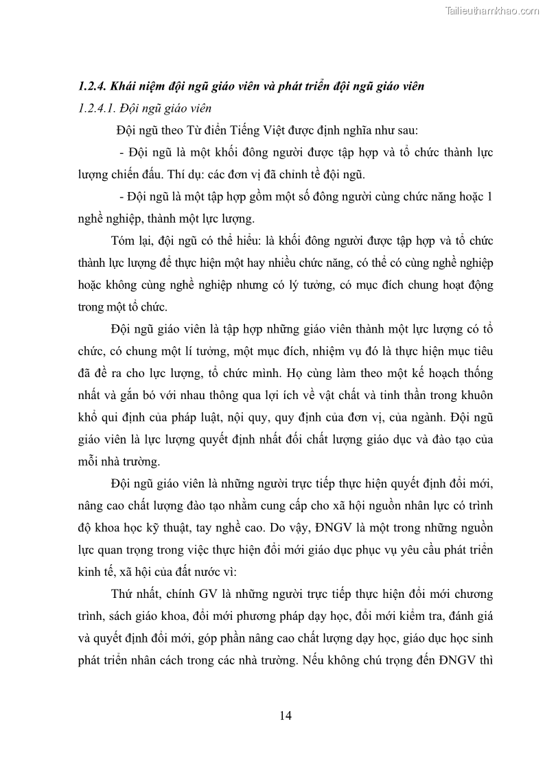 Luận văn thạc sĩ quản lý giáo dục Quản lý phát triển đội ngũ giáo viên các trường trung học phổ thông quận Hai Bà Trưng, Hà Nội trong bối cảnh hiện nay - 2 Trang 22