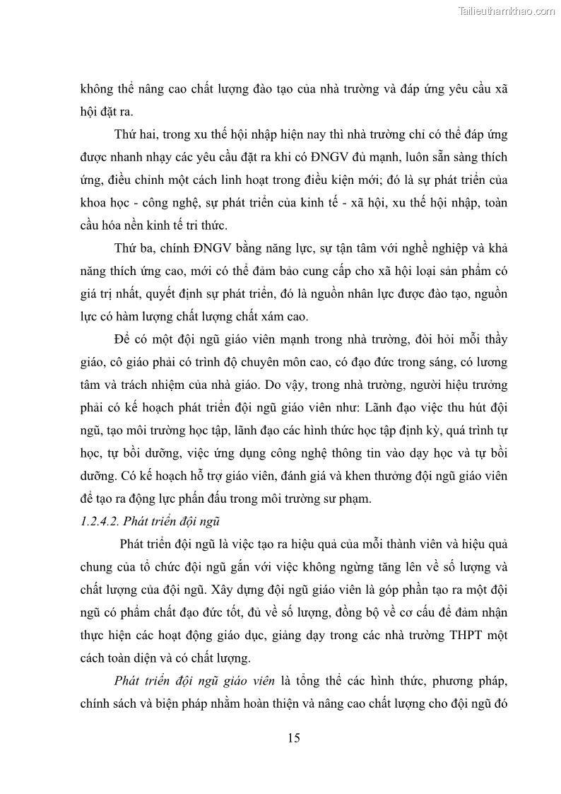 Luận văn thạc sĩ quản lý giáo dục Quản lý phát triển đội ngũ giáo viên các trường trung học phổ thông quận Hai Bà Trưng, Hà Nội trong bối cảnh hiện nay - 2 Trang 23