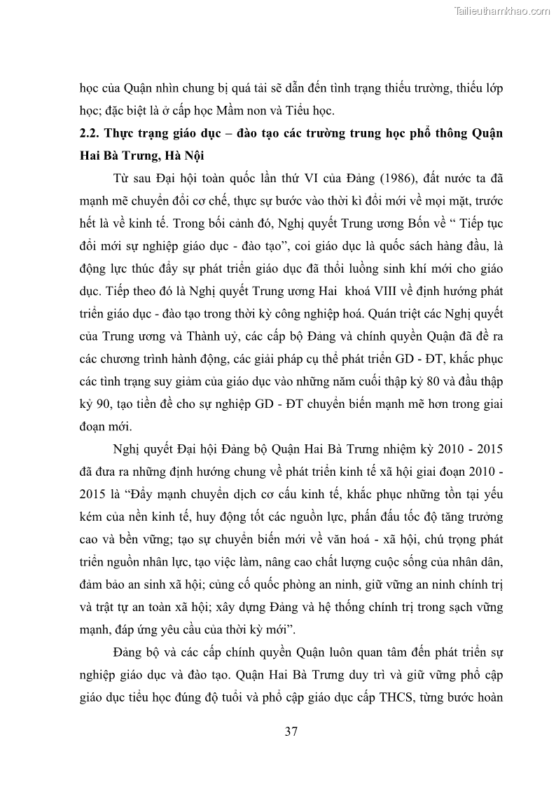 Luận văn thạc sĩ quản lý giáo dục Quản lý phát triển đội ngũ giáo viên các trường trung học phổ thông quận Hai Bà Trưng, Hà Nội trong bối cảnh hiện nay - 4 Trang 45