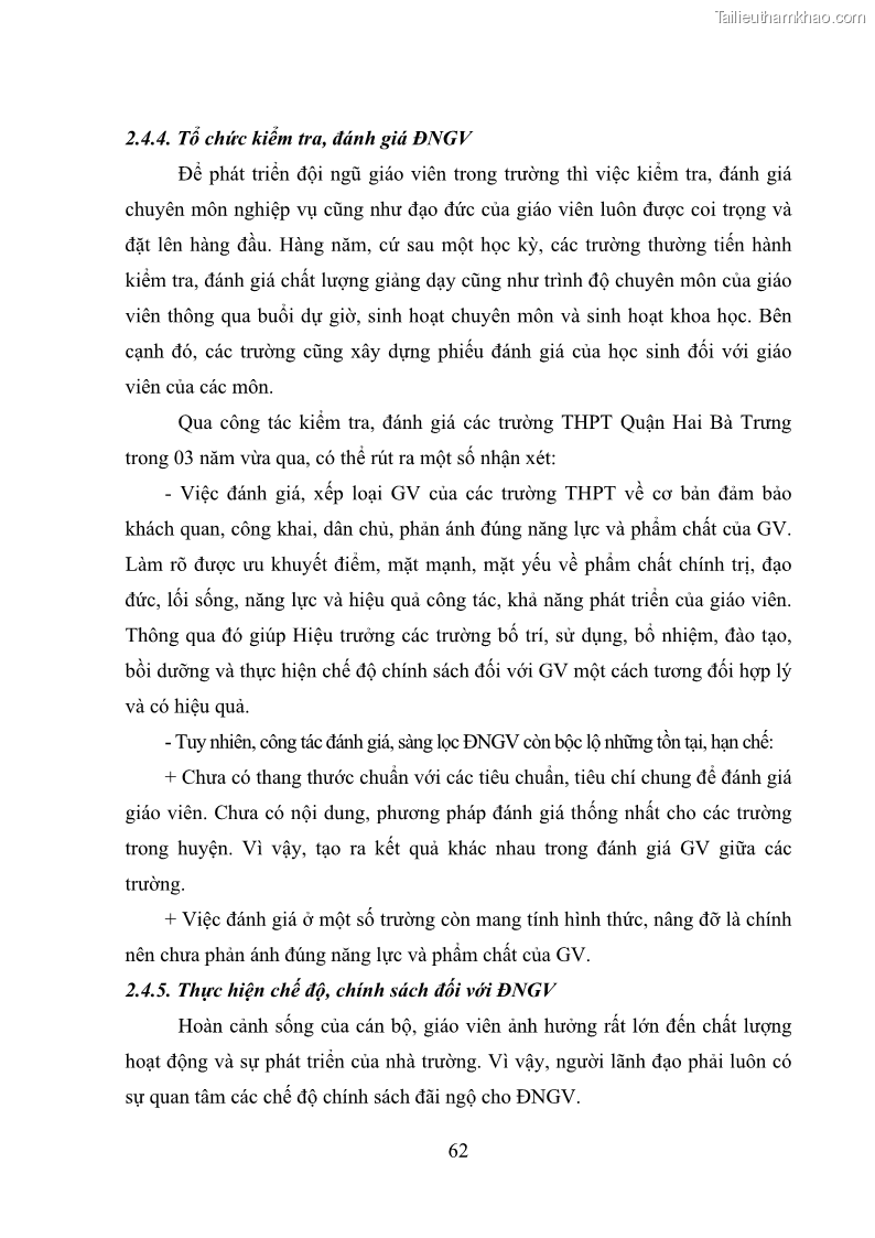Luận văn thạc sĩ quản lý giáo dục Quản lý phát triển đội ngũ giáo viên các trường trung học phổ thông quận Hai Bà Trưng, Hà Nội trong bối cảnh hiện nay - 6 Trang 70