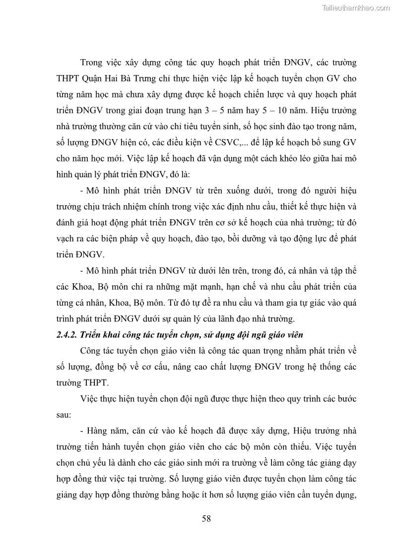 Luận văn thạc sĩ quản lý giáo dục Quản lý phát triển đội ngũ giáo viên các trường trung học phổ thông quận Hai Bà Trưng, Hà Nội trong bối cảnh hiện nay - 6 Trang 66