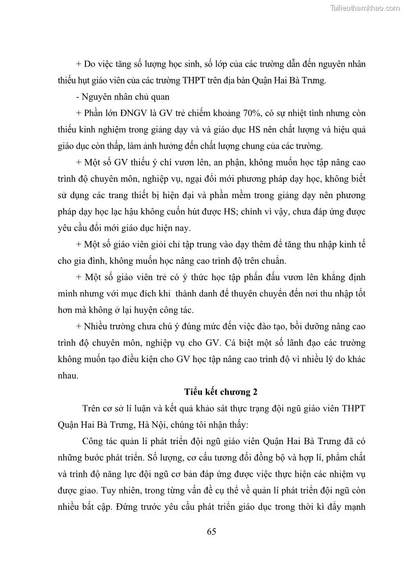 Luận văn thạc sĩ quản lý giáo dục Quản lý phát triển đội ngũ giáo viên các trường trung học phổ thông quận Hai Bà Trưng, Hà Nội trong bối cảnh hiện nay - 7 Trang 73