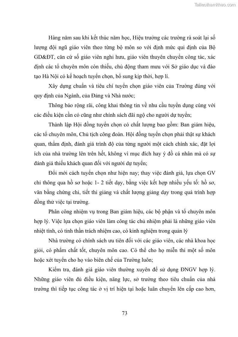 Luận văn thạc sĩ quản lý giáo dục Quản lý phát triển đội ngũ giáo viên các trường trung học phổ thông quận Hai Bà Trưng, Hà Nội trong bối cảnh hiện nay - 7 Trang 81