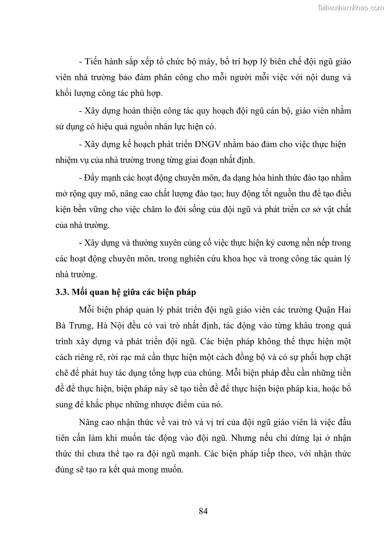 Luận văn thạc sĩ quản lý giáo dục Quản lý phát triển đội ngũ giáo viên các trường trung học phổ thông quận Hai Bà Trưng, Hà Nội trong bối cảnh hiện nay - 8 Trang 92