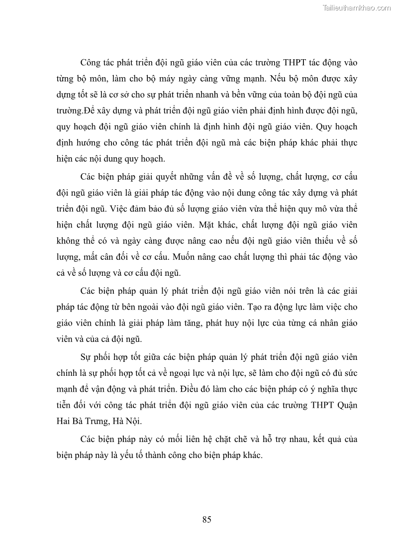 Luận văn thạc sĩ quản lý giáo dục Quản lý phát triển đội ngũ giáo viên các trường trung học phổ thông quận Hai Bà Trưng, Hà Nội trong bối cảnh hiện nay - 8 Trang 93