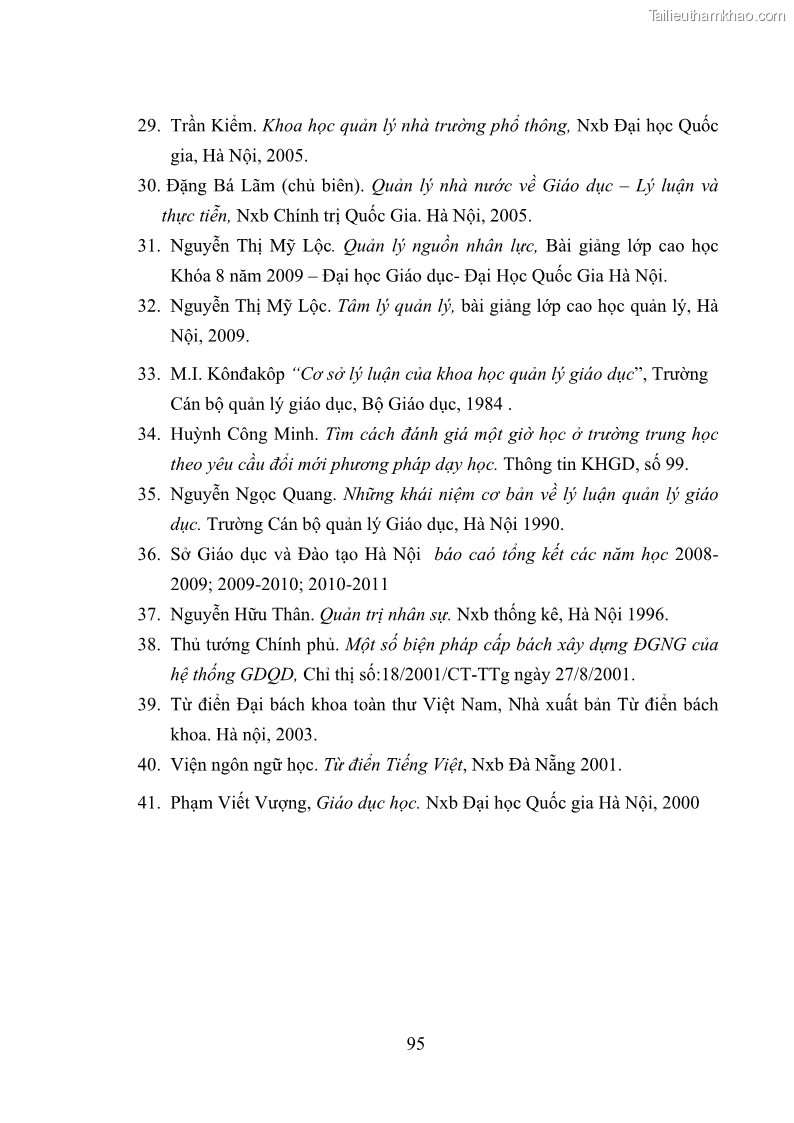 Luận văn thạc sĩ quản lý giáo dục Quản lý phát triển đội ngũ giáo viên các trường trung học phổ thông quận Hai Bà Trưng, Hà Nội trong bối cảnh hiện nay - 9 Trang 103