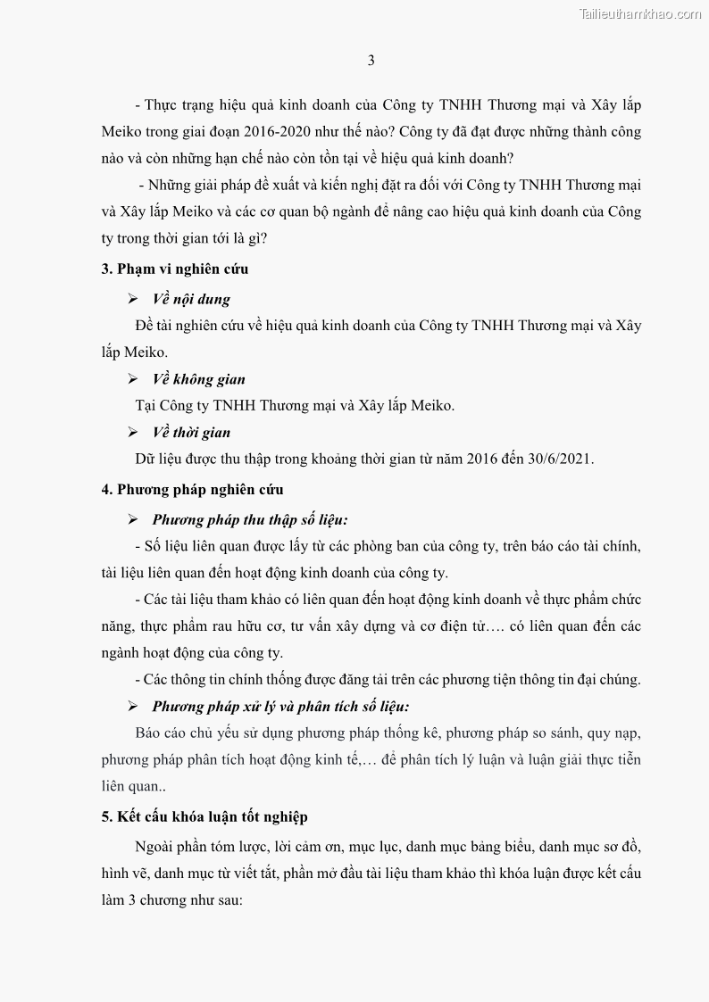 Khóa luận tốt nghiệp kinh tế Nâng cao hiệu quả hoạt động kinh doanh của Công ty TNHH Thương mại và Xây lắp Meiko - 1 Trang 11