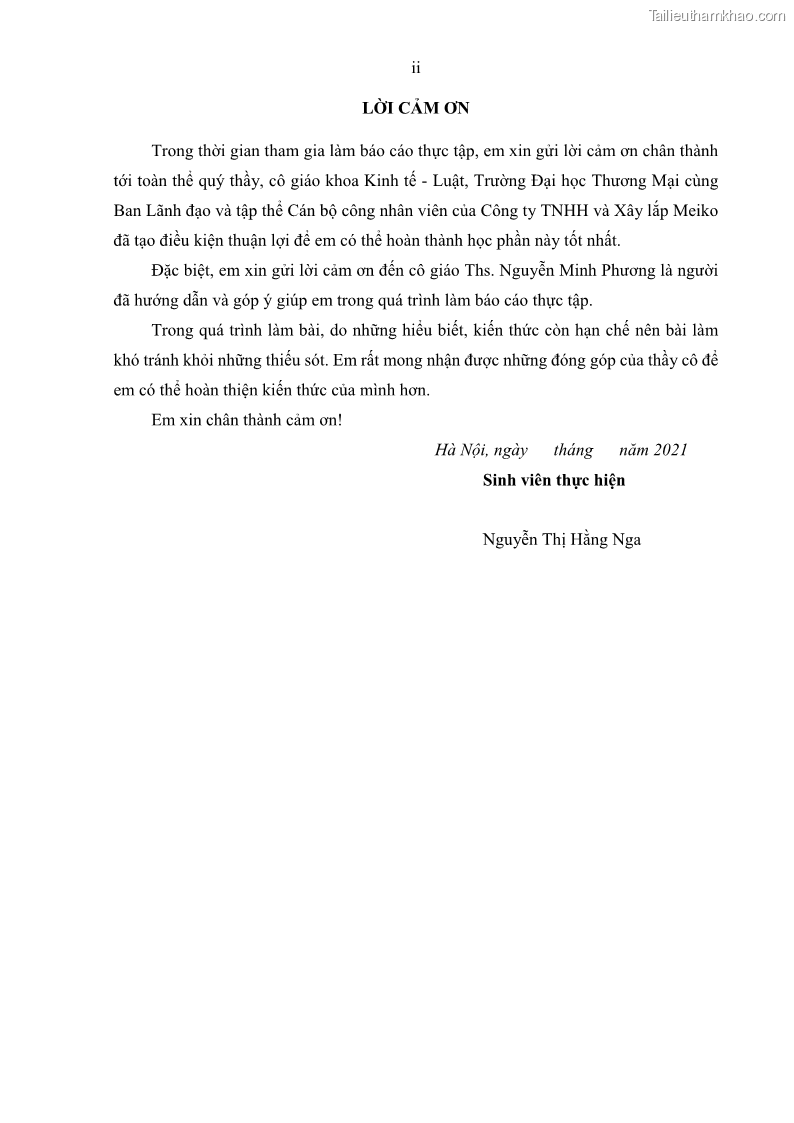 Khóa luận tốt nghiệp kinh tế Nâng cao hiệu quả hoạt động kinh doanh của Công ty TNHH Thương mại và Xây lắp Meiko - 1 Trang 3
