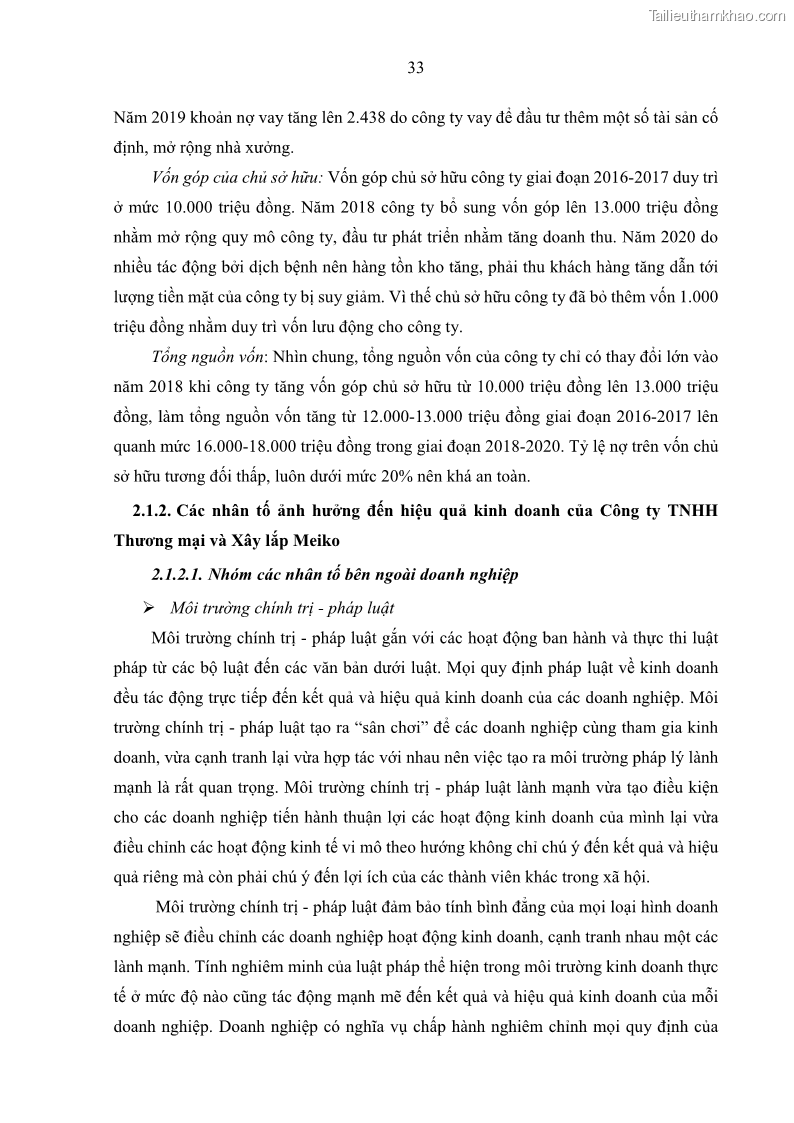 Khóa luận tốt nghiệp kinh tế Nâng cao hiệu quả hoạt động kinh doanh của Công ty TNHH Thương mại và Xây lắp Meiko - 4 Trang 41