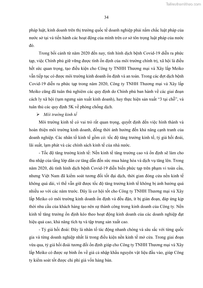 Khóa luận tốt nghiệp kinh tế Nâng cao hiệu quả hoạt động kinh doanh của Công ty TNHH Thương mại và Xây lắp Meiko - 4 Trang 42