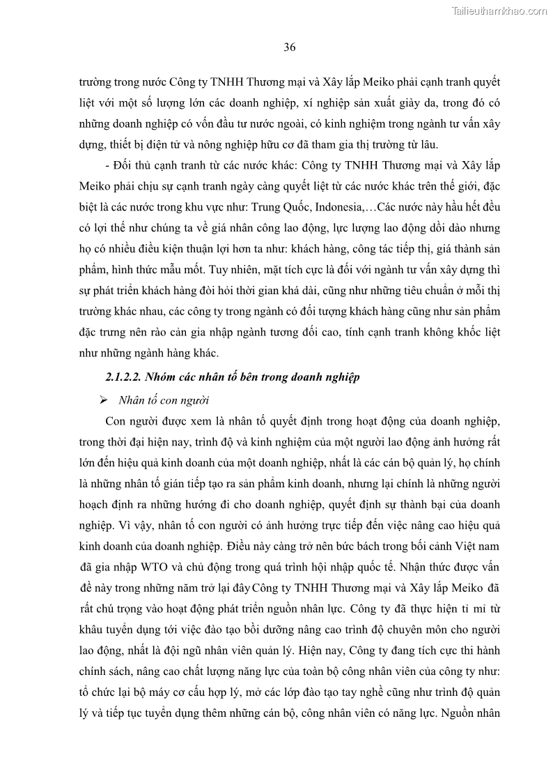 Khóa luận tốt nghiệp kinh tế Nâng cao hiệu quả hoạt động kinh doanh của Công ty TNHH Thương mại và Xây lắp Meiko - 4 Trang 44