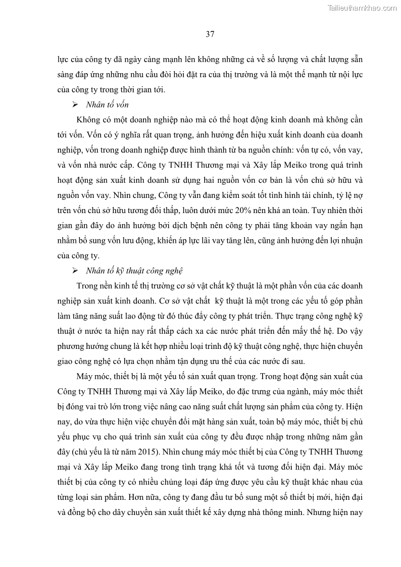 Khóa luận tốt nghiệp kinh tế Nâng cao hiệu quả hoạt động kinh doanh của Công ty TNHH Thương mại và Xây lắp Meiko - 4 Trang 45