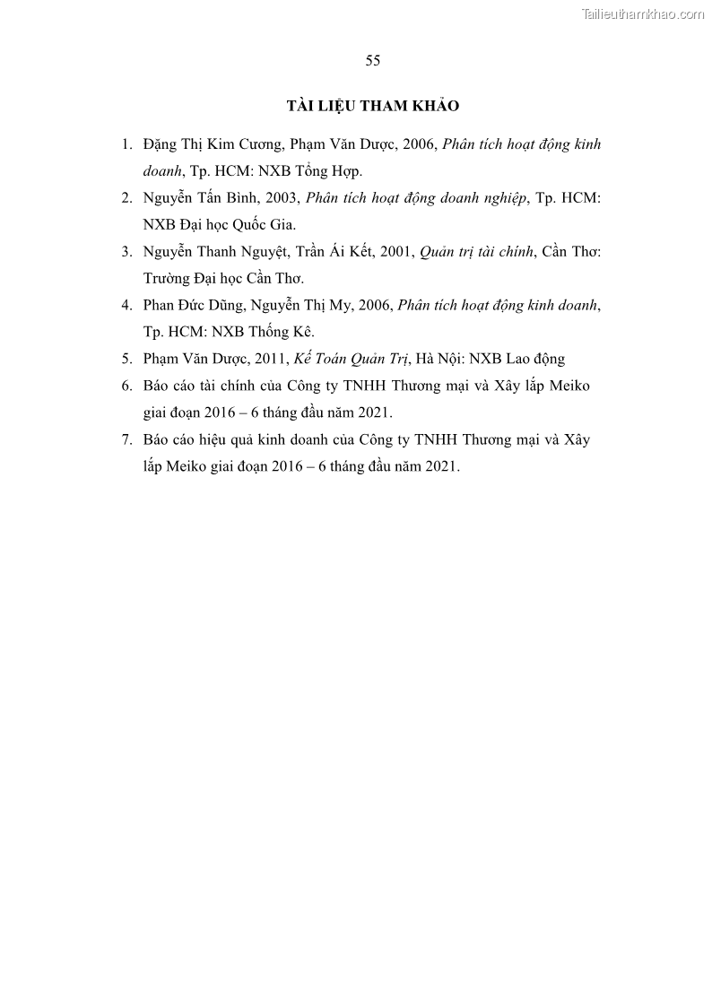 Khóa luận tốt nghiệp kinh tế Nâng cao hiệu quả hoạt động kinh doanh của Công ty TNHH Thương mại và Xây lắp Meiko - 6 Trang 63