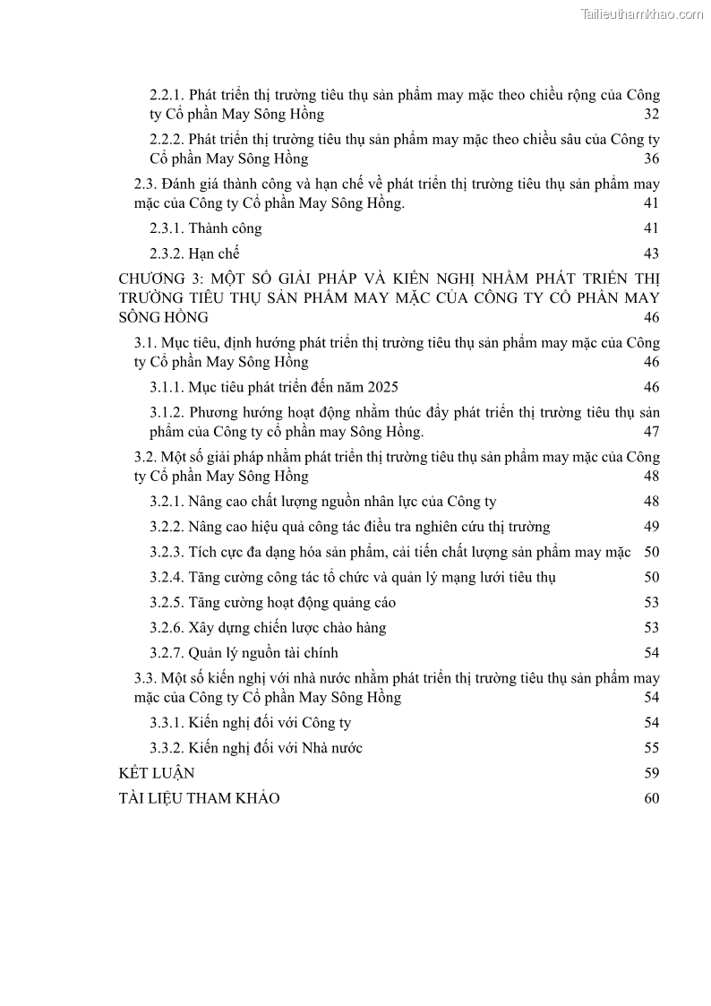 Khóa luận tốt nghiệp kinh tế Phát triển thị trường tiêu thụ sản phẩm may mặc của Công ty cổ phần may Sông Hồng - 1 Trang 5
