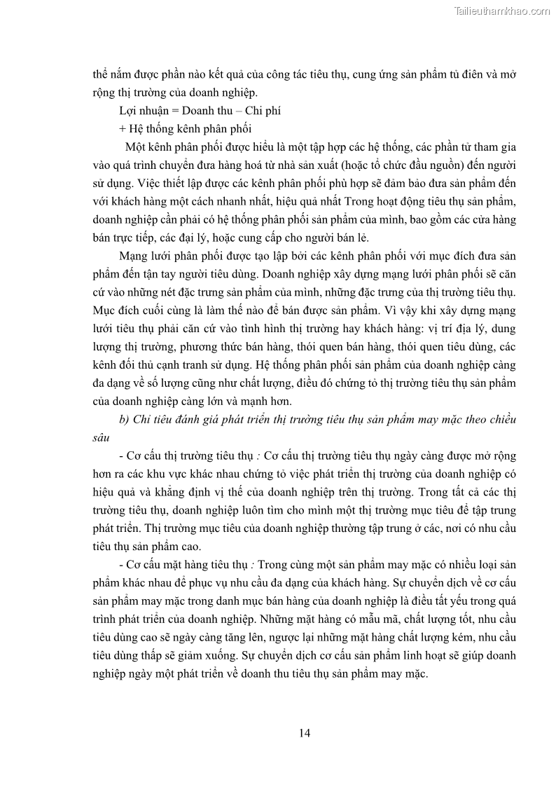 Khóa luận tốt nghiệp kinh tế Phát triển thị trường tiêu thụ sản phẩm may mặc của Công ty cổ phần may Sông Hồng - 2 Trang 22