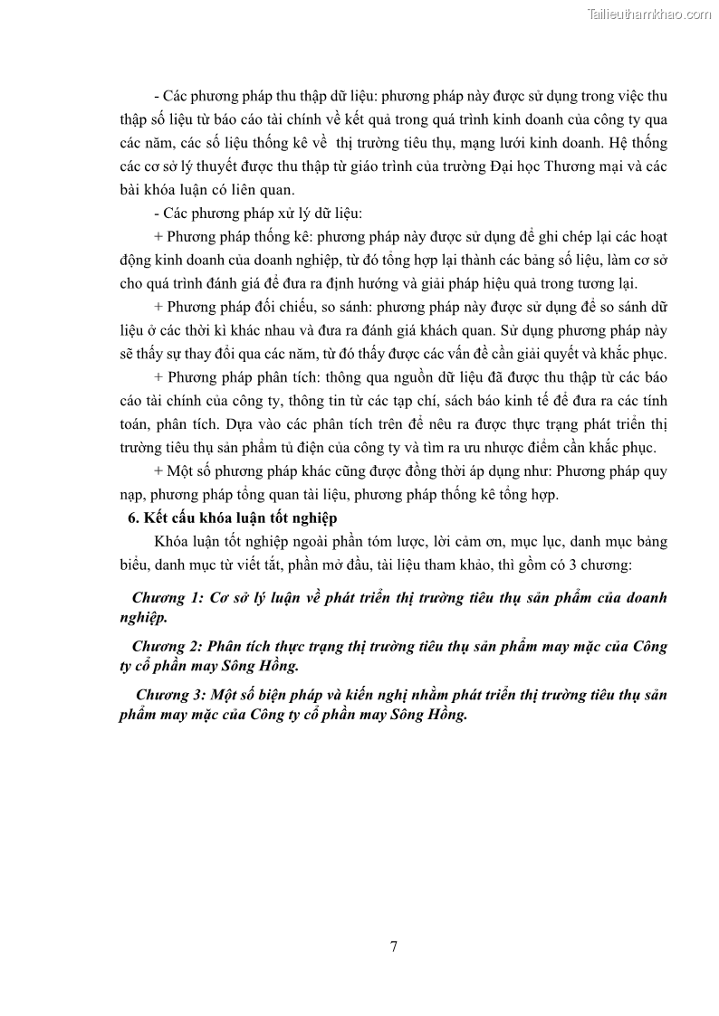 Khóa luận tốt nghiệp kinh tế Phát triển thị trường tiêu thụ sản phẩm may mặc của Công ty cổ phần may Sông Hồng - 2 Trang 15