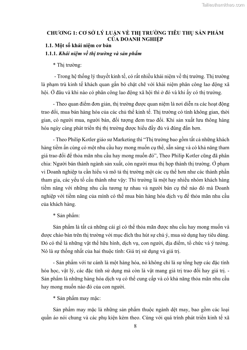 Khóa luận tốt nghiệp kinh tế Phát triển thị trường tiêu thụ sản phẩm may mặc của Công ty cổ phần may Sông Hồng - 2 Trang 16