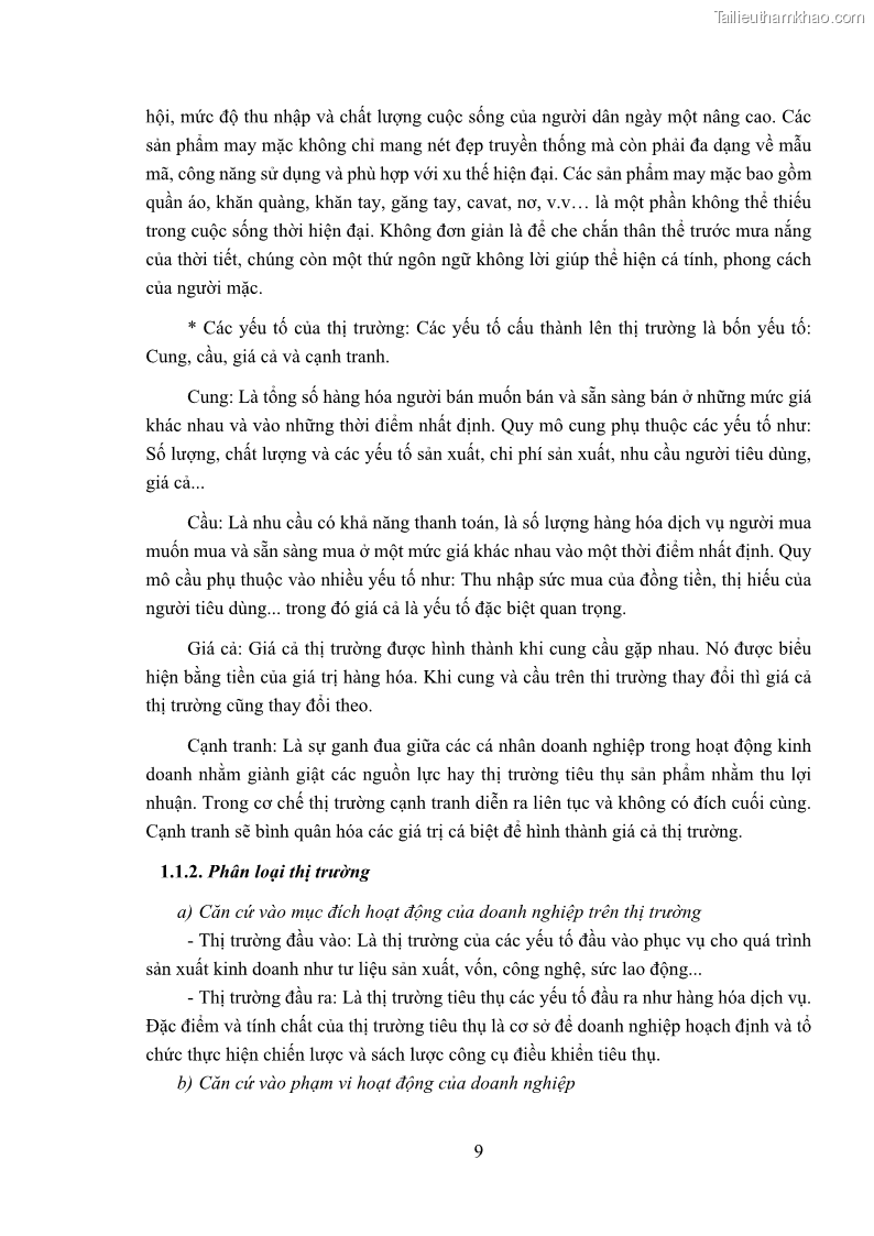 Khóa luận tốt nghiệp kinh tế Phát triển thị trường tiêu thụ sản phẩm may mặc của Công ty cổ phần may Sông Hồng - 2 Trang 17
