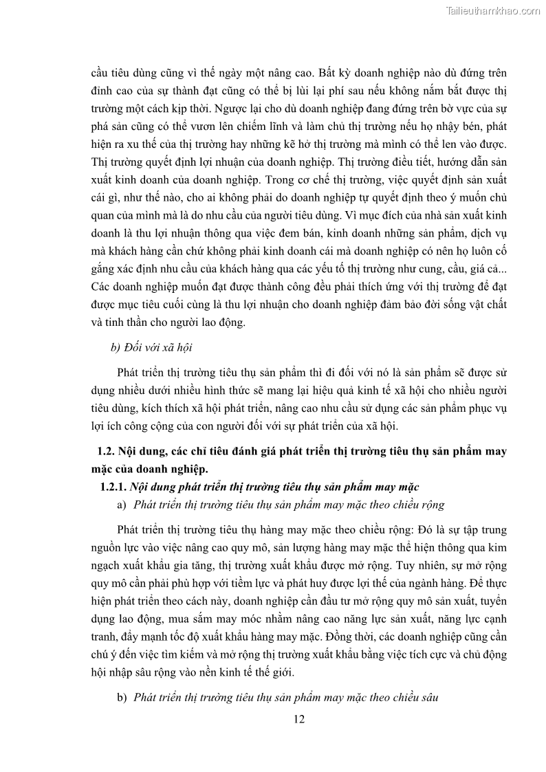 Khóa luận tốt nghiệp kinh tế Phát triển thị trường tiêu thụ sản phẩm may mặc của Công ty cổ phần may Sông Hồng - 2 Trang 20