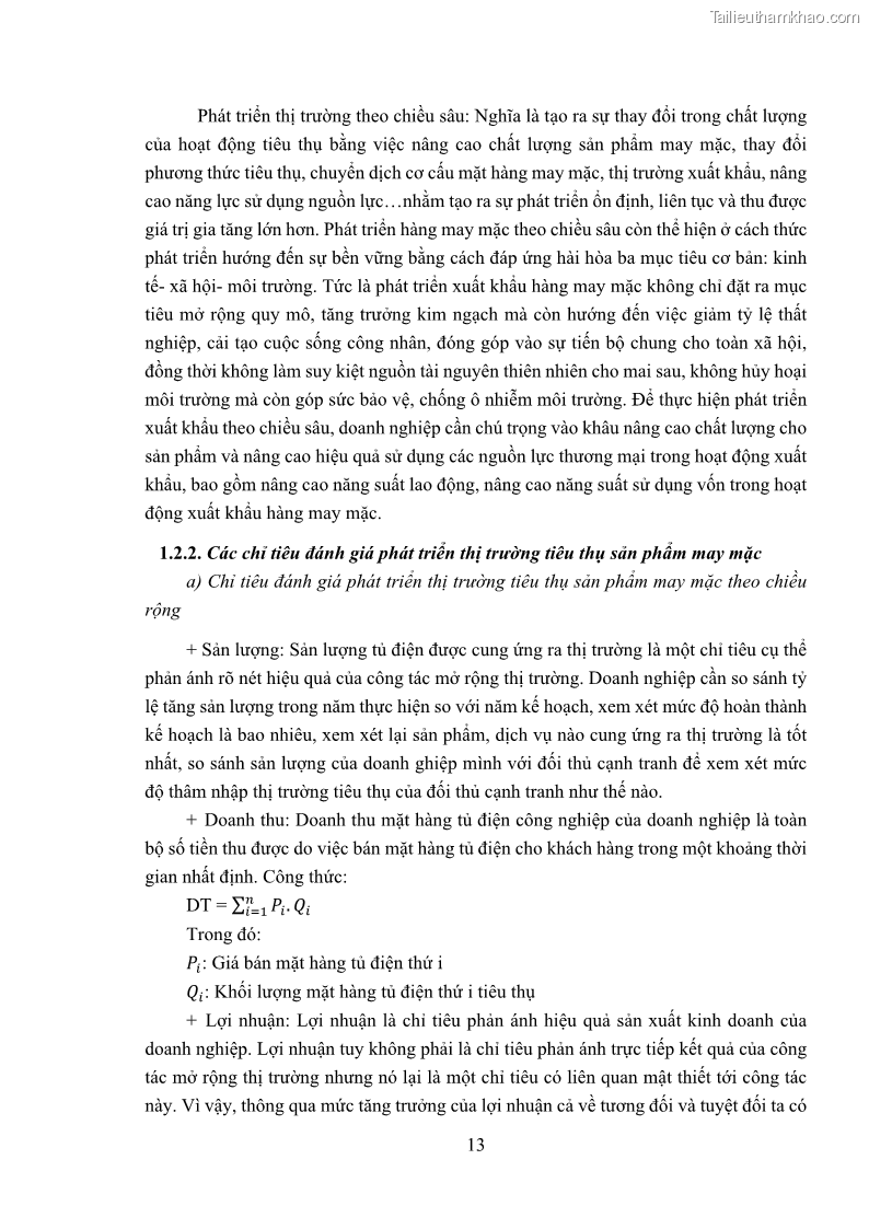 Khóa luận tốt nghiệp kinh tế Phát triển thị trường tiêu thụ sản phẩm may mặc của Công ty cổ phần may Sông Hồng - 2 Trang 21