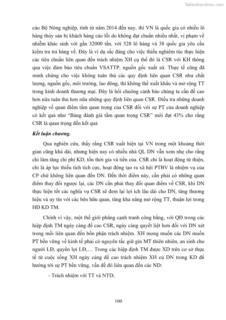 Luận án tiến sĩ kinh tế Nâng cao trách nhiệm xã hội của doanh nghiệp Việt Nam trong hoạt động kinh doanh thương mại - 10 Trang 111