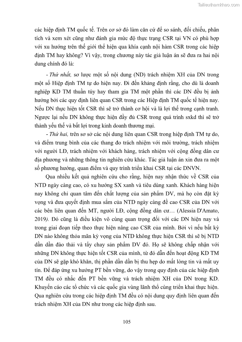 Luận án tiến sĩ kinh tế Nâng cao trách nhiệm xã hội của doanh nghiệp Việt Nam trong hoạt động kinh doanh thương mại - 10 Trang 116