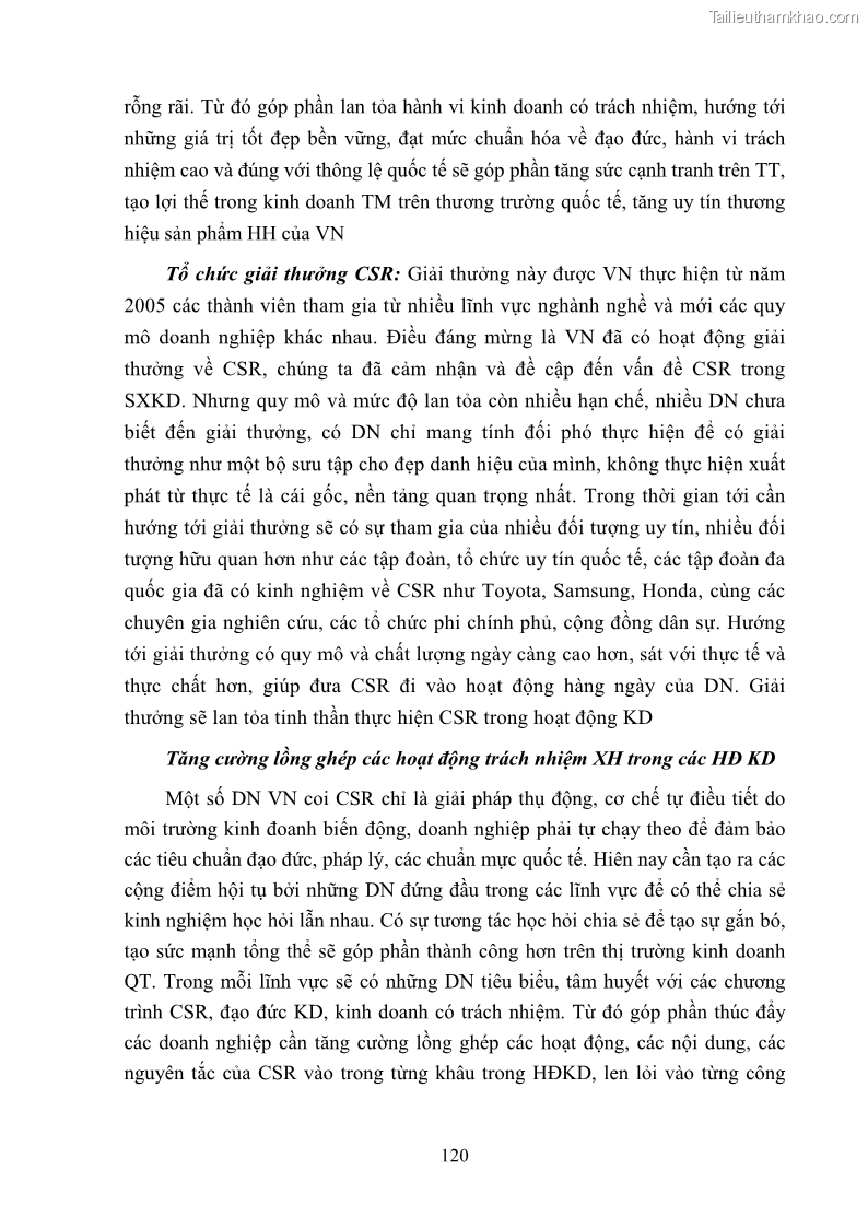 Luận án tiến sĩ kinh tế Nâng cao trách nhiệm xã hội của doanh nghiệp Việt Nam trong hoạt động kinh doanh thương mại - 11 Trang 131