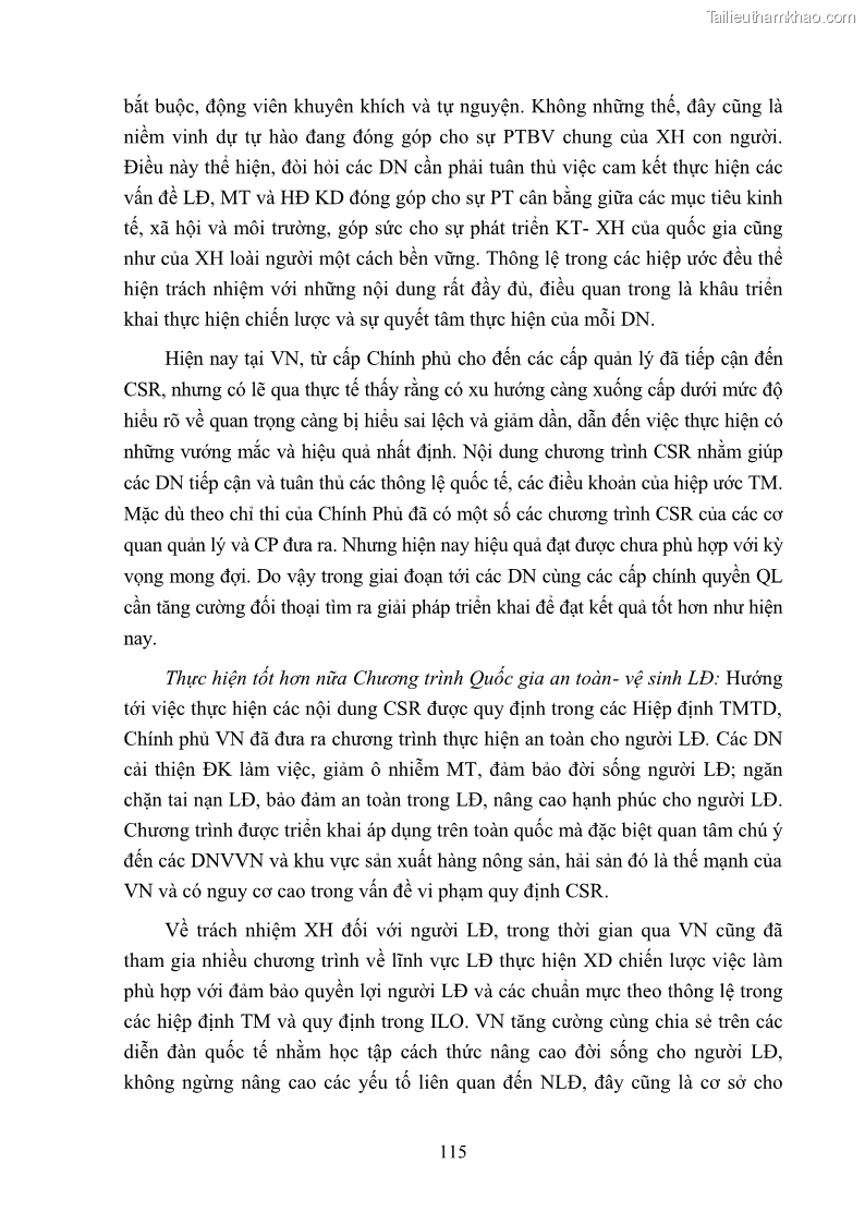 Luận án tiến sĩ kinh tế Nâng cao trách nhiệm xã hội của doanh nghiệp Việt Nam trong hoạt động kinh doanh thương mại - 11 Trang 126