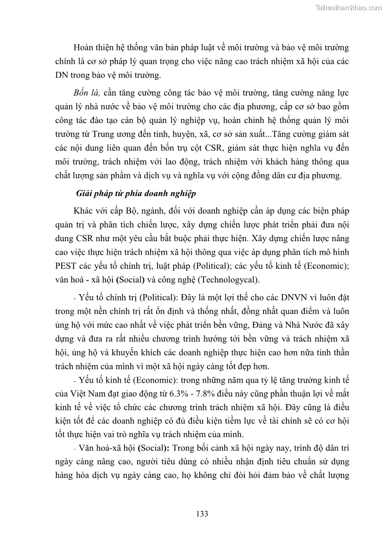 Luận án tiến sĩ kinh tế Nâng cao trách nhiệm xã hội của doanh nghiệp Việt Nam trong hoạt động kinh doanh thương mại - 12 Trang 144