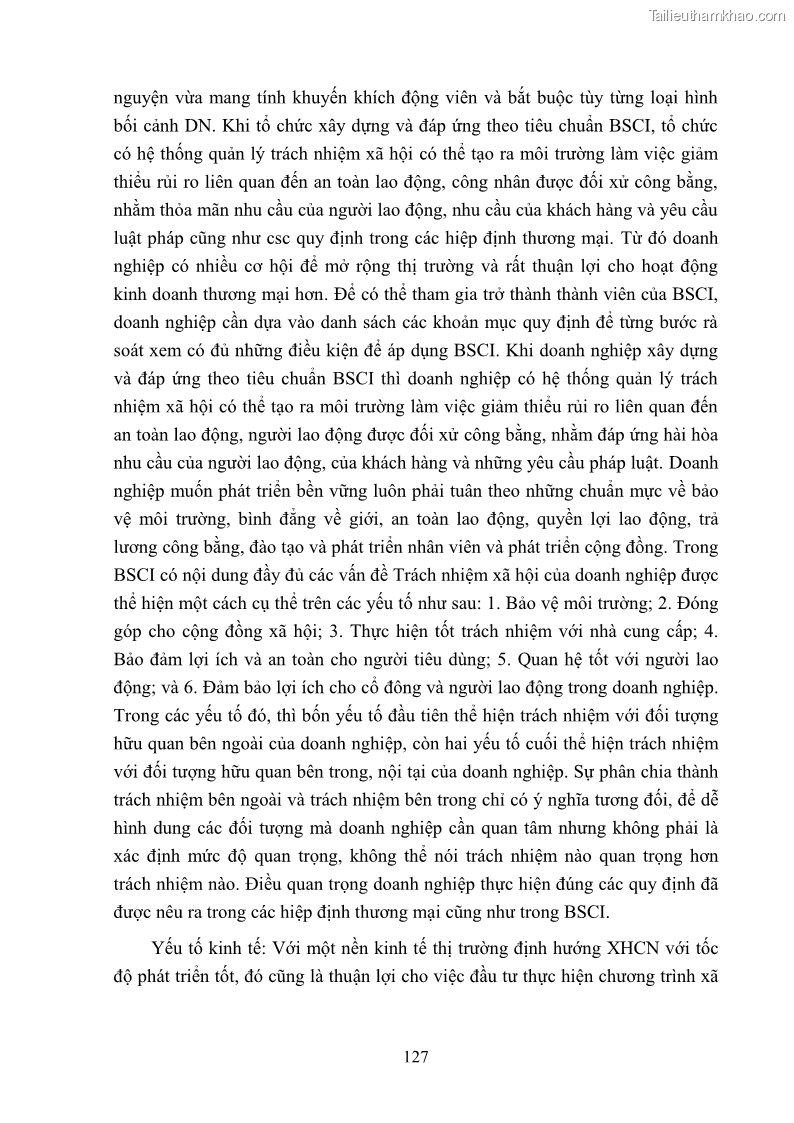 Luận án tiến sĩ kinh tế Nâng cao trách nhiệm xã hội của doanh nghiệp Việt Nam trong hoạt động kinh doanh thương mại - 12 Trang 138