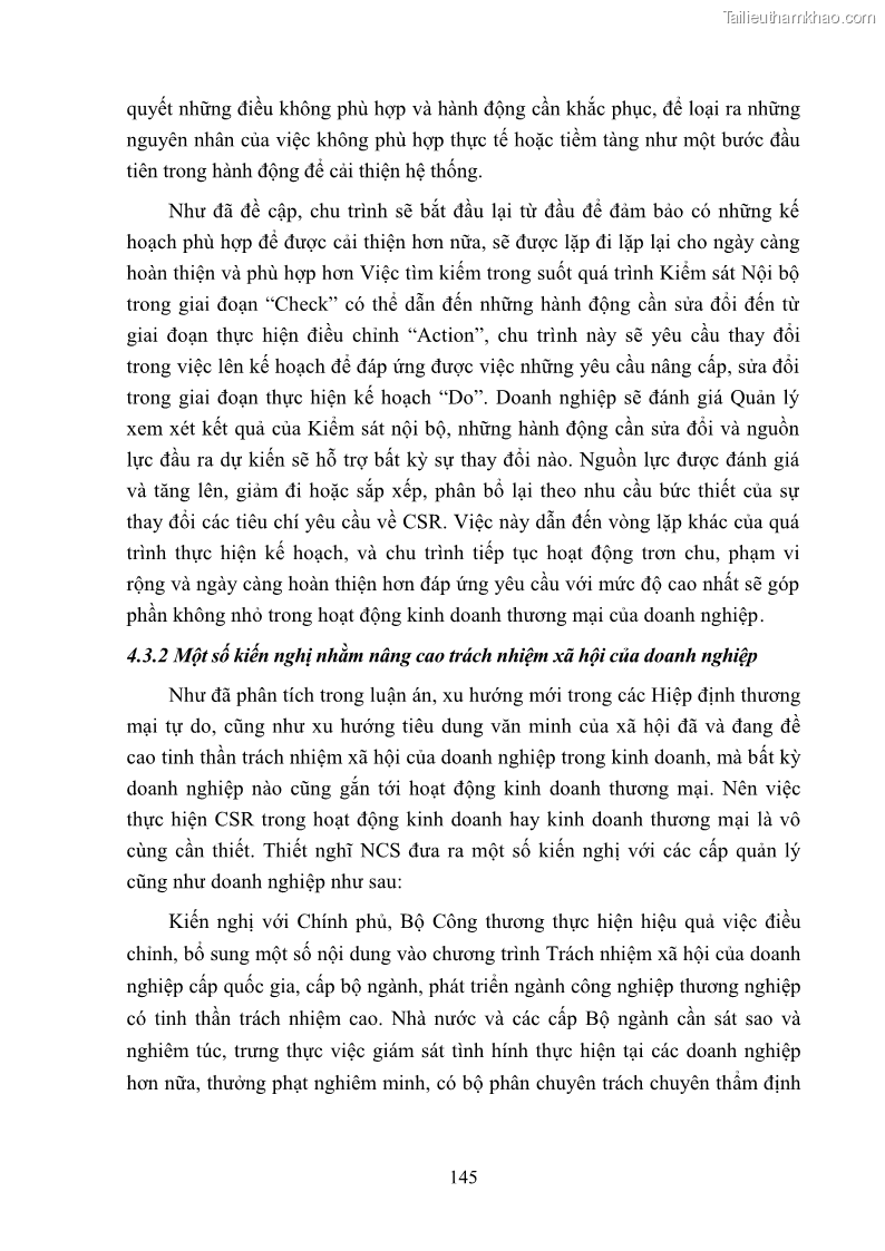Luận án tiến sĩ kinh tế Nâng cao trách nhiệm xã hội của doanh nghiệp Việt Nam trong hoạt động kinh doanh thương mại - 13 Trang 156