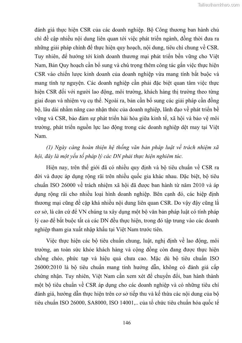 Luận án tiến sĩ kinh tế Nâng cao trách nhiệm xã hội của doanh nghiệp Việt Nam trong hoạt động kinh doanh thương mại - 14 Trang 157