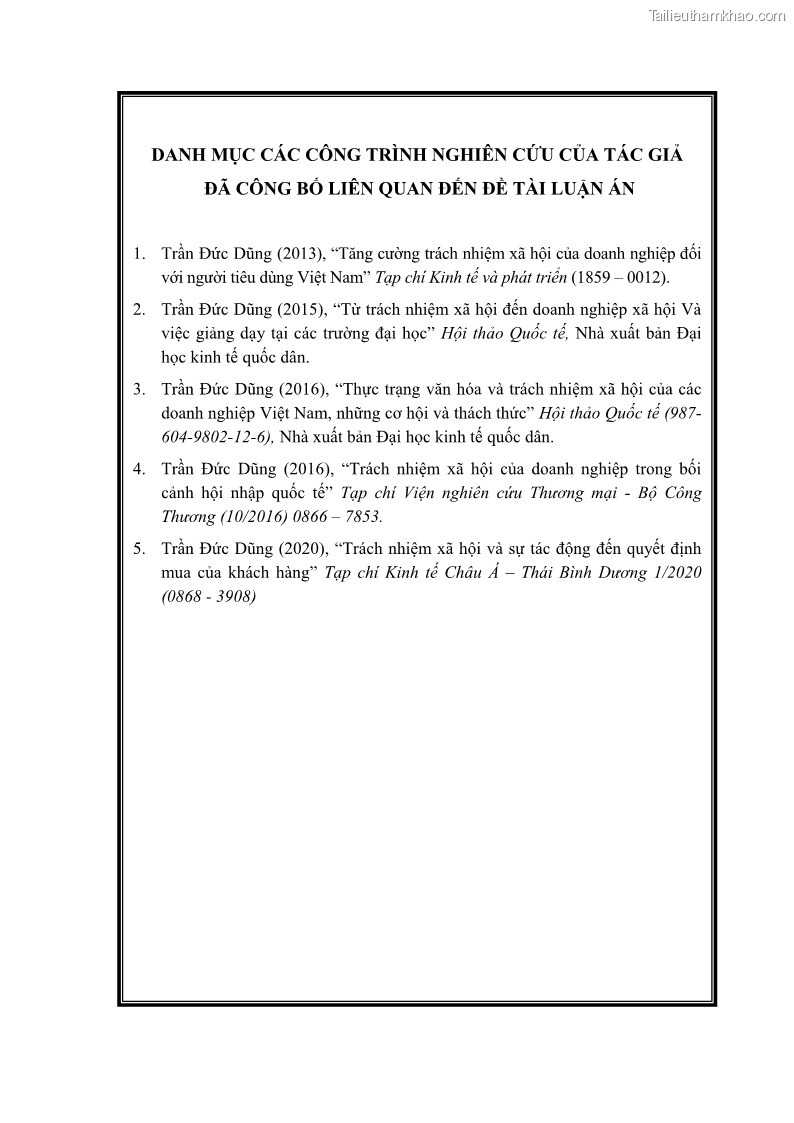 Luận án tiến sĩ kinh tế Nâng cao trách nhiệm xã hội của doanh nghiệp Việt Nam trong hoạt động kinh doanh thương mại - 14 Trang 163