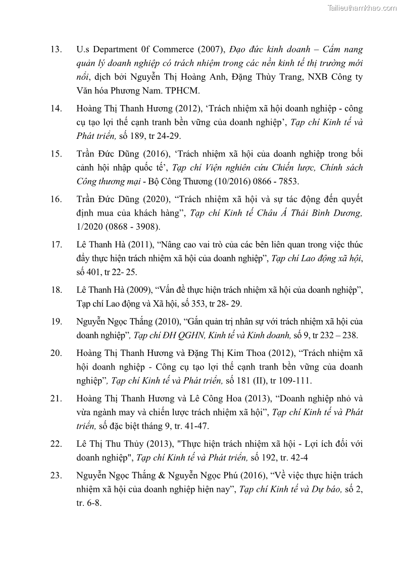 Luận án tiến sĩ kinh tế Nâng cao trách nhiệm xã hội của doanh nghiệp Việt Nam trong hoạt động kinh doanh thương mại - 14 Trang 165
