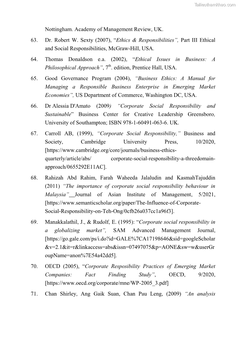 Luận án tiến sĩ kinh tế Nâng cao trách nhiệm xã hội của doanh nghiệp Việt Nam trong hoạt động kinh doanh thương mại - 15 Trang 170