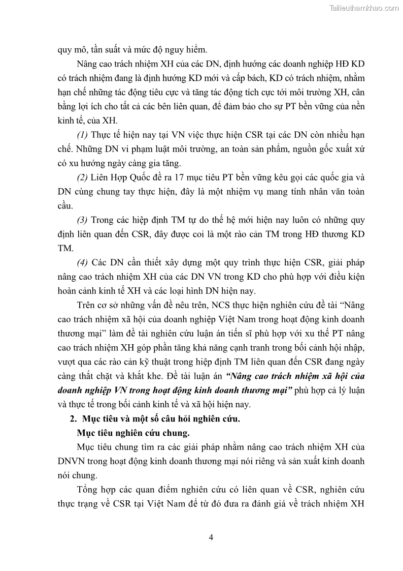 Luận án tiến sĩ kinh tế Nâng cao trách nhiệm xã hội của doanh nghiệp Việt Nam trong hoạt động kinh doanh thương mại - 2 Trang 15