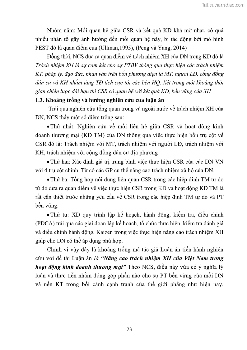 Luận án tiến sĩ kinh tế Nâng cao trách nhiệm xã hội của doanh nghiệp Việt Nam trong hoạt động kinh doanh thương mại - 3 Trang 34