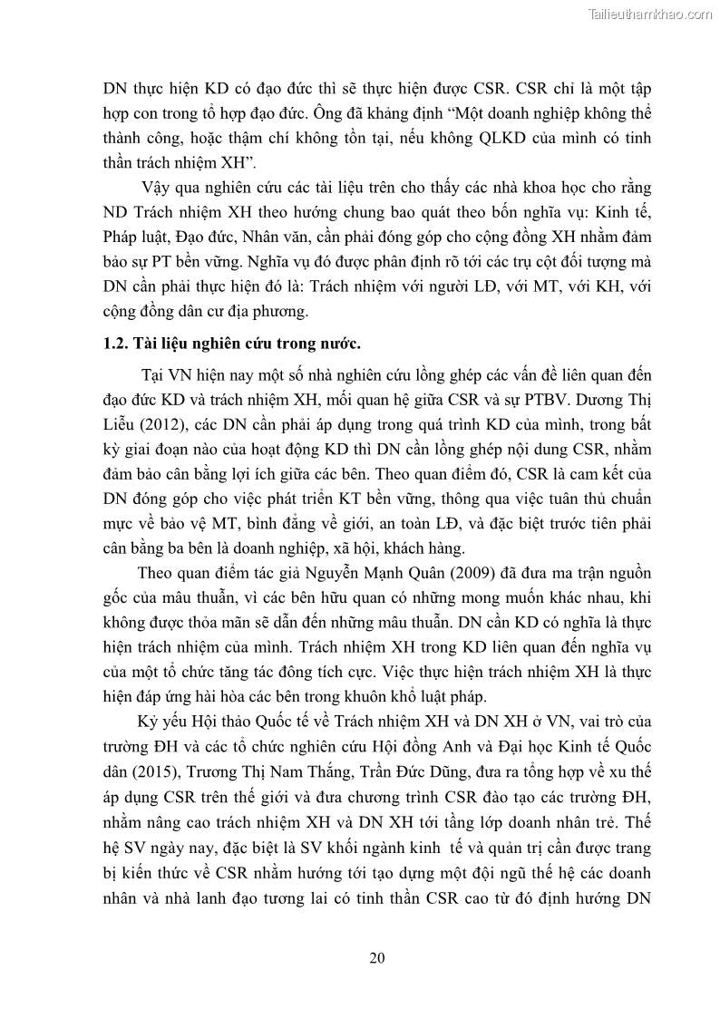 Luận án tiến sĩ kinh tế Nâng cao trách nhiệm xã hội của doanh nghiệp Việt Nam trong hoạt động kinh doanh thương mại - 3 Trang 31