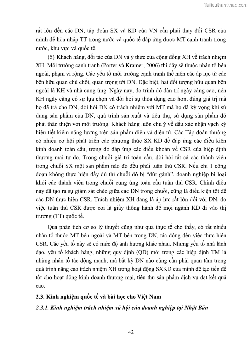 Luận án tiến sĩ kinh tế Nâng cao trách nhiệm xã hội của doanh nghiệp Việt Nam trong hoạt động kinh doanh thương mại - 5 Trang 53