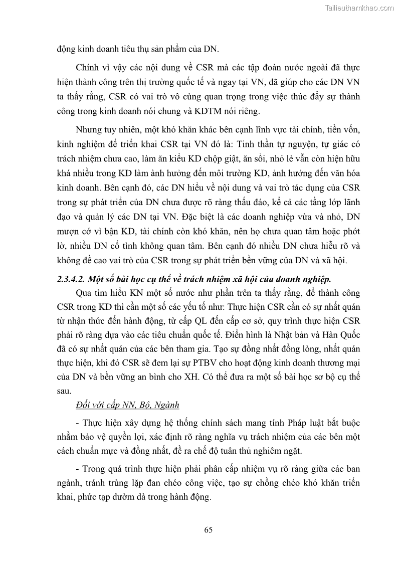 Luận án tiến sĩ kinh tế Nâng cao trách nhiệm xã hội của doanh nghiệp Việt Nam trong hoạt động kinh doanh thương mại - 7 Trang 76