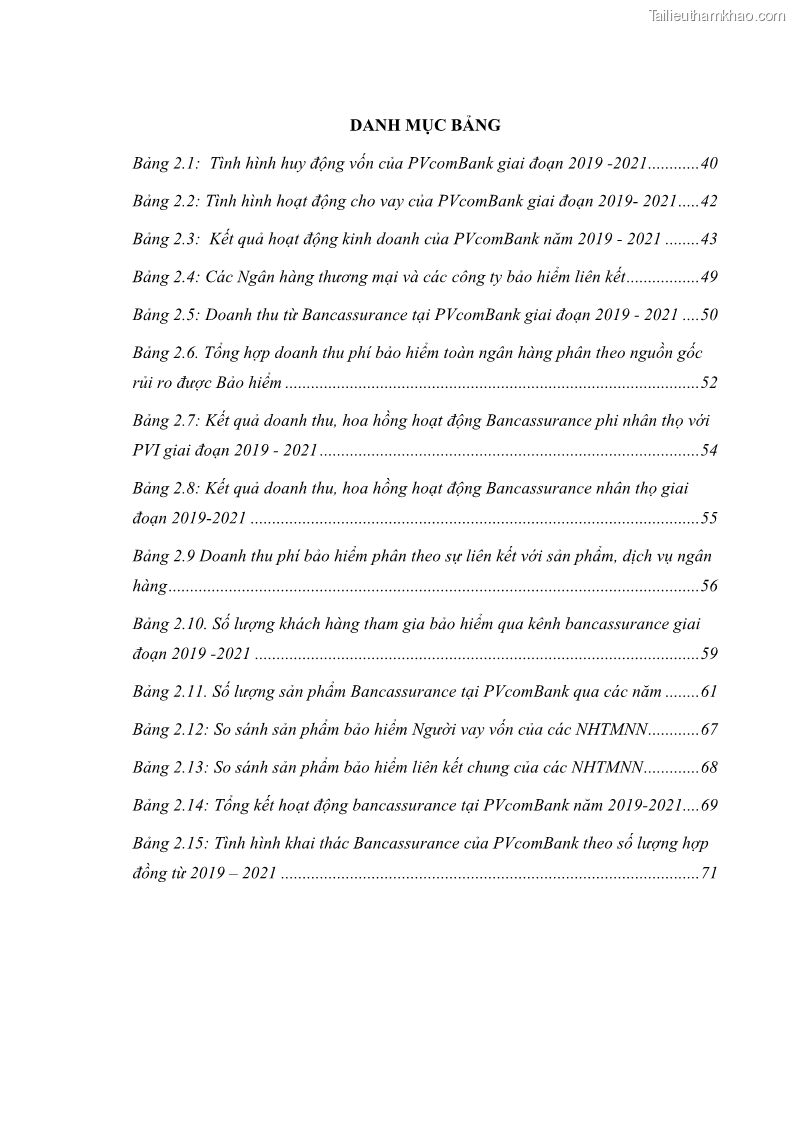 Luận văn thạc sĩ tài chính ngân hàng Phát triển hoạt động liên kết bảo hiểm - ngân hàng Bancassurance tại Ngân hàng TMCP Đại chúng Việt Nam - 1 Trang 11