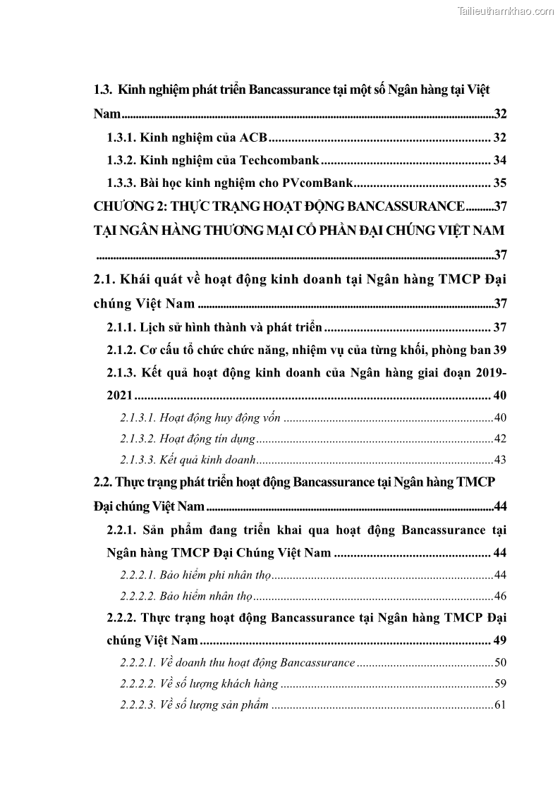 Luận văn thạc sĩ tài chính ngân hàng Phát triển hoạt động liên kết bảo hiểm - ngân hàng Bancassurance tại Ngân hàng TMCP Đại chúng Việt Nam - 1 Trang 7