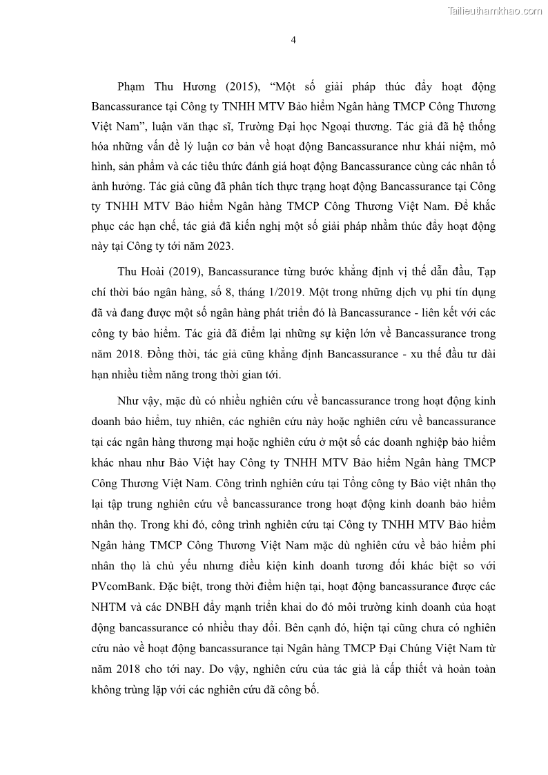 Luận văn thạc sĩ tài chính ngân hàng Phát triển hoạt động liên kết bảo hiểm - ngân hàng Bancassurance tại Ngân hàng TMCP Đại chúng Việt Nam - 2 Trang 17